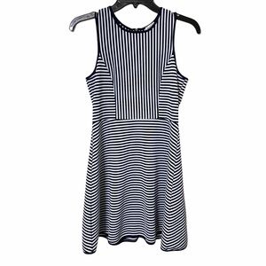 Monteau White & Blue Striped Dress Size 14